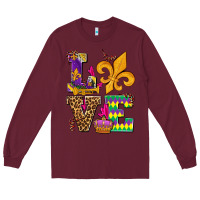 Burgundy mardi gras love olivia Long Sleeve Tee - OliviaCreatesArt