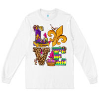 White mardi gras love olivia Long Sleeve Tee - OliviaCreatesArt