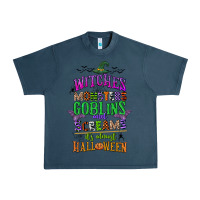 Midnight Navy witches monsters goblins and screams its almost halloween Urban Heavy Tee - CowGirlArtShop