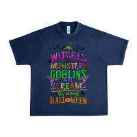Navy witches monsters goblins and screams its almost halloween Urban Heavy Tee - CowGirlArtShop