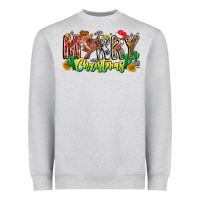 Heather Grey Merry Christmas Heavyweight Sweatshirt - CowhideDigitalArt