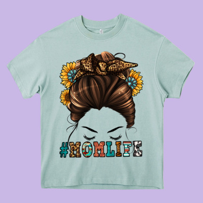 Mom Life Messy Bun Heavy Core Tee Designed By Jasminsmagicworld