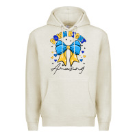 Oatmeal Heather Down Right Amazing Premium Hoodie - CowhideDigitalArt