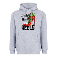 Heather Grey deck the heels Christmas Heavyweight Hoodie - BarkalooDesign