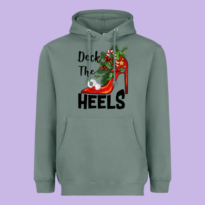 Deck The Heels Christmas Heavyweight Hoodie Designed By Barkaloodesign