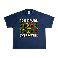 Navy 100 pure brown sugar extra fine Urban Heavy Tee - CowGirlArtShop
