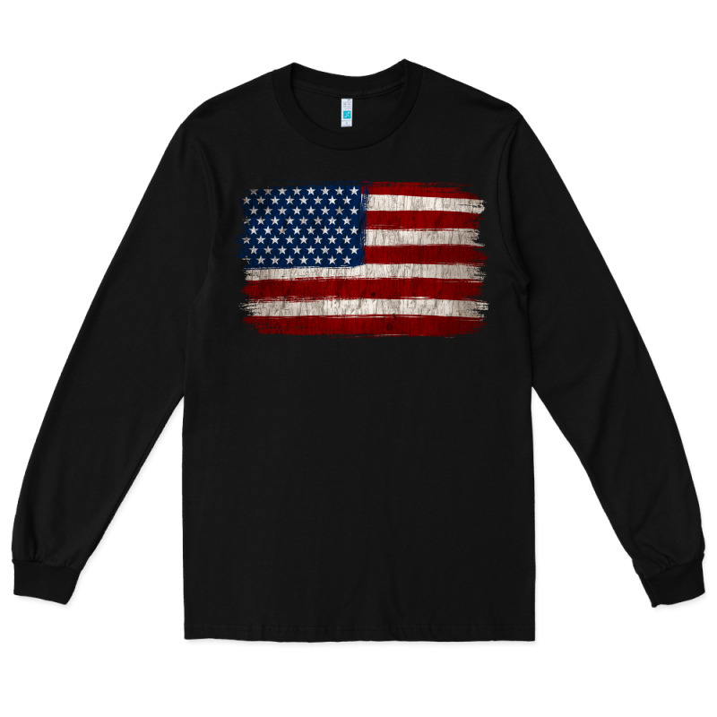 Distressed American Flag Long Sleeve Tee by Jasminsmagicworld | Teevron