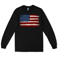 Black Distressed American Flag Long Sleeve Tee - Jasminsmagicworld