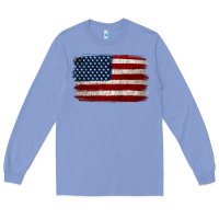 Colony Blue Distressed American Flag Long Sleeve Tee - Jasminsmagicworld