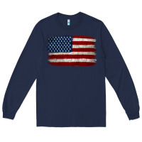 Navy Distressed American Flag Long Sleeve Tee - Jasminsmagicworld