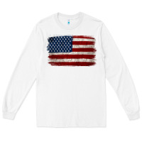 White Distressed American Flag Long Sleeve Tee - Jasminsmagicworld