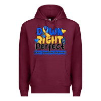 Burgundy down right perfect down syndrome awareness Premium Hoodie - CowhideDigitalArt