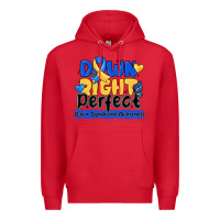 Red down right perfect down syndrome awareness Premium Hoodie - CowhideDigitalArt