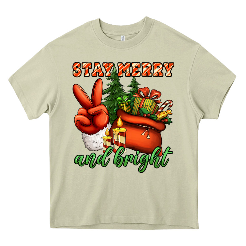 Stay Merry And Bright Peace Hand Heavy Core Tee by Jasminsmagicworld | Teevron