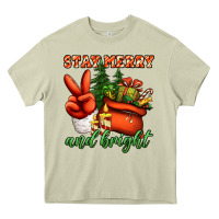 Mossy stay merry and bright peace hand Heavy Core Tee - Jasminsmagicworld