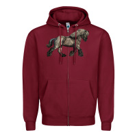 Burgundy Belgian Horse Zipper Hoodie - LillyAllenDesigns