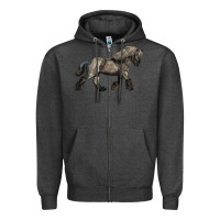 Charcoal Heather Belgian Horse Zipper Hoodie - LillyAllenDesigns