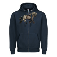 Navy Belgian Horse Zipper Hoodie - LillyAllenDesigns