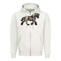 Oatmeal Heather Belgian Horse Zipper Hoodie - LillyAllenDesigns