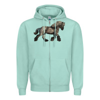 Seafoam Belgian Horse Zipper Hoodie - LillyAllenDesigns