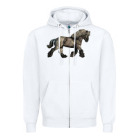 White Belgian Horse Zipper Hoodie - LillyAllenDesigns