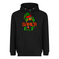 Black Christmas gamer elf Heavyweight Hoodie - BarkalooDesign