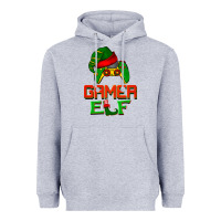 Heather Grey Christmas gamer elf Heavyweight Hoodie - BarkalooDesign