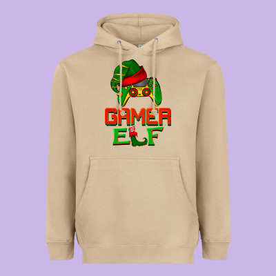Christmas Gamer Elf Heavyweight Hoodie Designed By Barkaloodesign