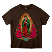 Chocolate Brown our lady of guadalupe Heavy Core Tee - Jasminsmagicworld
