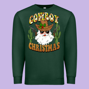 Cowboy Christmas Santa Premium Sweatshirt Designed By Barkaloodesign