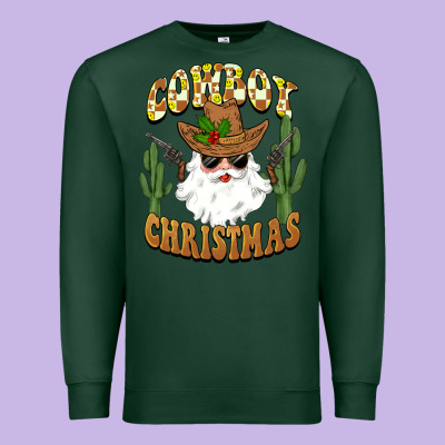 Cowboy Christmas Santa Premium Sweatshirt Designed By Barkaloodesign