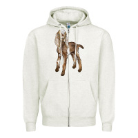 Oatmeal Heather Baby Nubian Goat Zipper Hoodie - LillyAllenDesigns