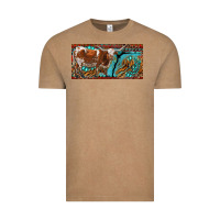 Vintage Coffee texas longhorn with aztec tiger and  leopard Vintage Tee - RanaPortraitStore