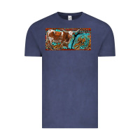 Vintage Denim texas longhorn with aztec tiger and  leopard Vintage Tee - RanaPortraitStore