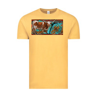 Vintage Mustard texas longhorn with aztec tiger and  leopard Vintage Tee - RanaPortraitStore