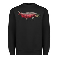 Black Chinook Salmon Fish Illustrations Heavyweight Sweatshirt - LillyAllenDesigns