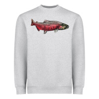 Heather Grey Chinook Salmon Fish Illustrations Heavyweight Sweatshirt - LillyAllenDesigns