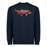 Navy Chinook Salmon Fish Illustrations Heavyweight Sweatshirt - LillyAllenDesigns