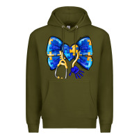 Army Green Down Syndrome Ribbon Premium Hoodie - CowhideDigitalArt
