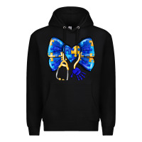 Black Down Syndrome Ribbon Premium Hoodie - CowhideDigitalArt