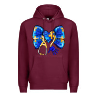 Burgundy Down Syndrome Ribbon Premium Hoodie - CowhideDigitalArt