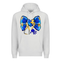 Dove Grey Down Syndrome Ribbon Premium Hoodie - CowhideDigitalArt