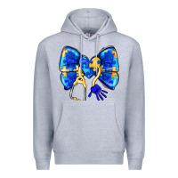 Heather Grey Down Syndrome Ribbon Premium Hoodie - CowhideDigitalArt