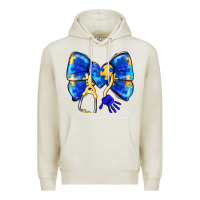 Oatmeal Heather Down Syndrome Ribbon Premium Hoodie - CowhideDigitalArt