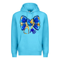 Ocean Blue Down Syndrome Ribbon Premium Hoodie - CowhideDigitalArt