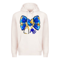 Pale Pink Down Syndrome Ribbon Premium Hoodie - CowhideDigitalArt