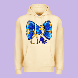 Down Syndrome Ribbon Premium Hoodie Designed By Cowhidedigitalart
