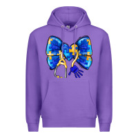 Purple Down Syndrome Ribbon Premium Hoodie - CowhideDigitalArt