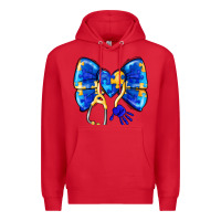 Red Down Syndrome Ribbon Premium Hoodie - CowhideDigitalArt