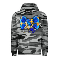 Slate Camo Down Syndrome Ribbon Premium Hoodie - CowhideDigitalArt